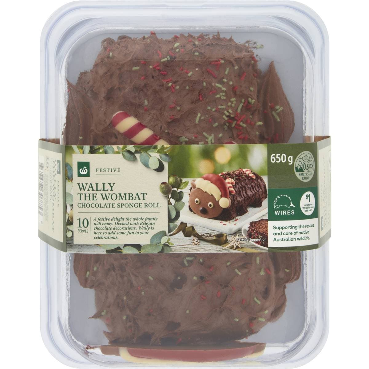 Woolworths Wally The Wombat Chocolate Sponge Roll 650g Woolworths