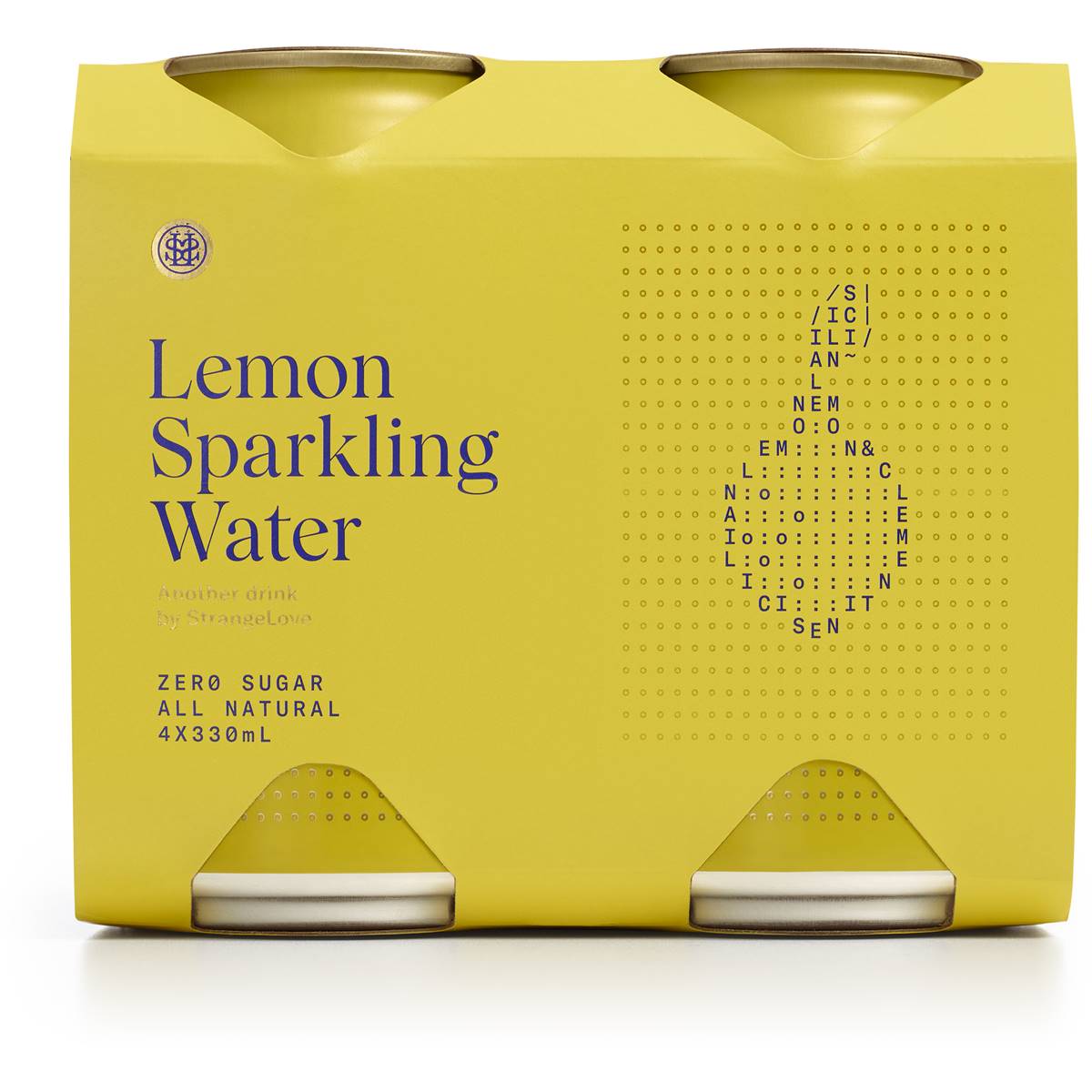 Strangelove Lemon Sparkling Water Zero Sugar All Natural Cans 4 X330ml