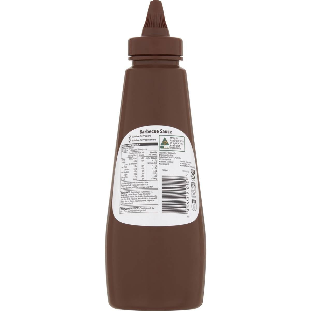 Woolworths Barbecue Sauce Squeeze 500ml Woolworths