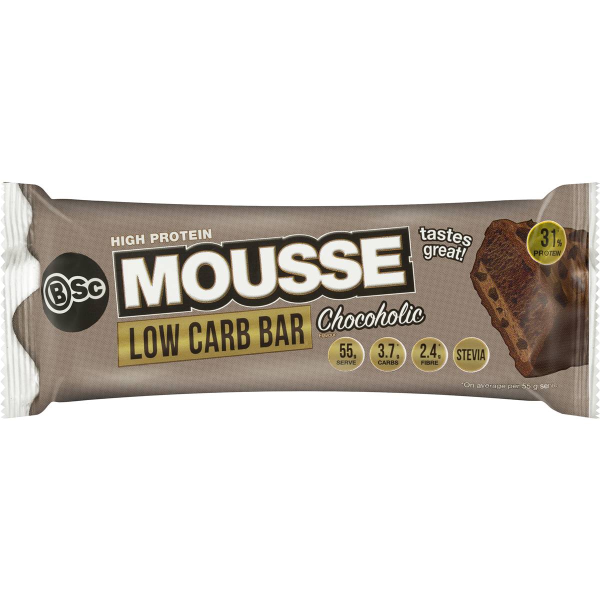 Bsc High Protein Low Carb Mousse Bar Chocoholic 55g Woolworths