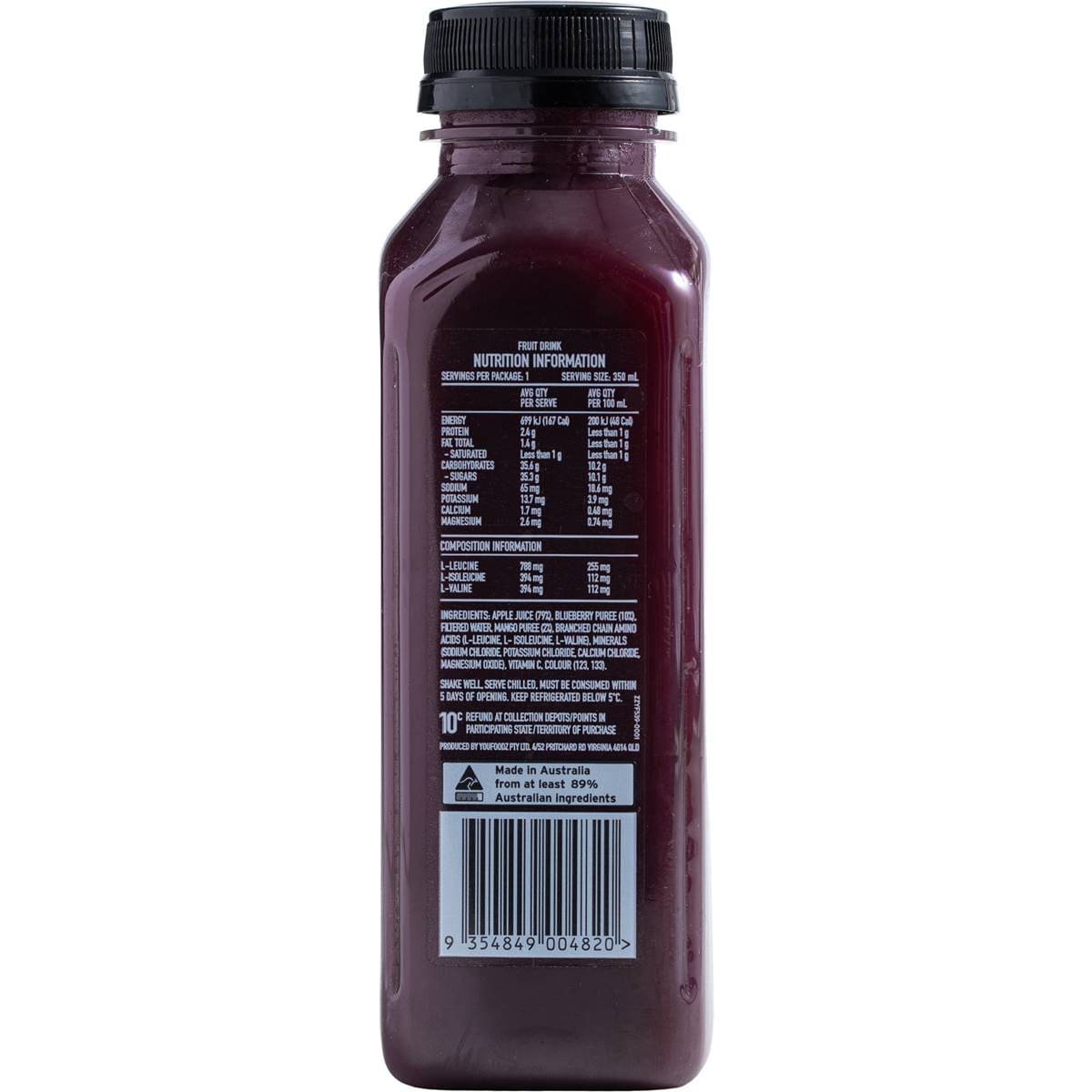 Youfoodz Recovery Blueberry Apple Juice 350ml Woolworths