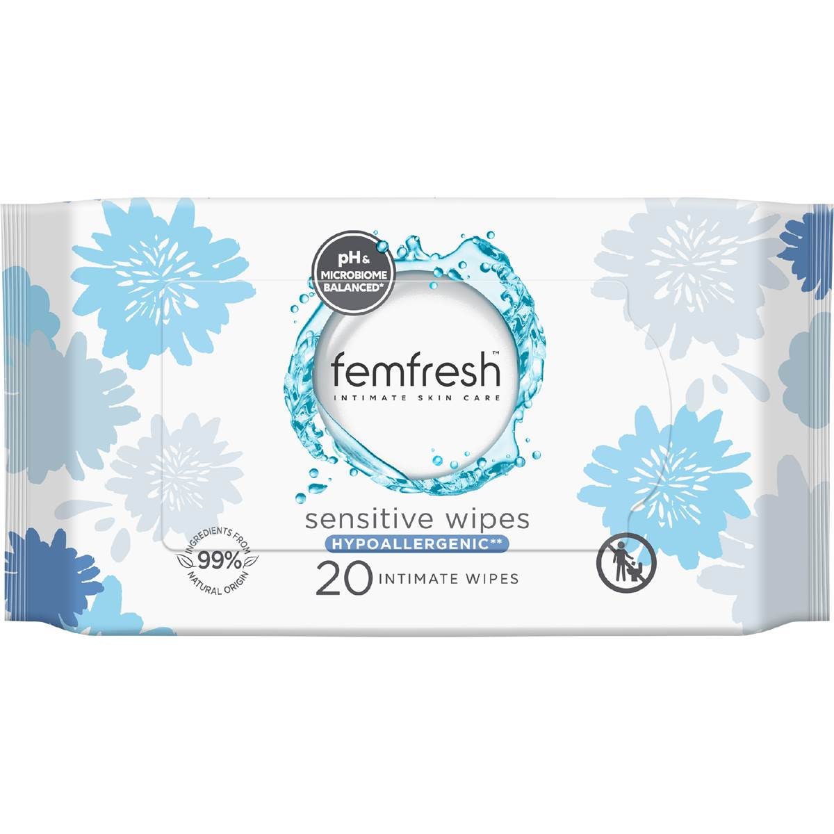 Femfresh Intimate Skin Care Sensitive Wipes Hypoallergenic 20 Pack