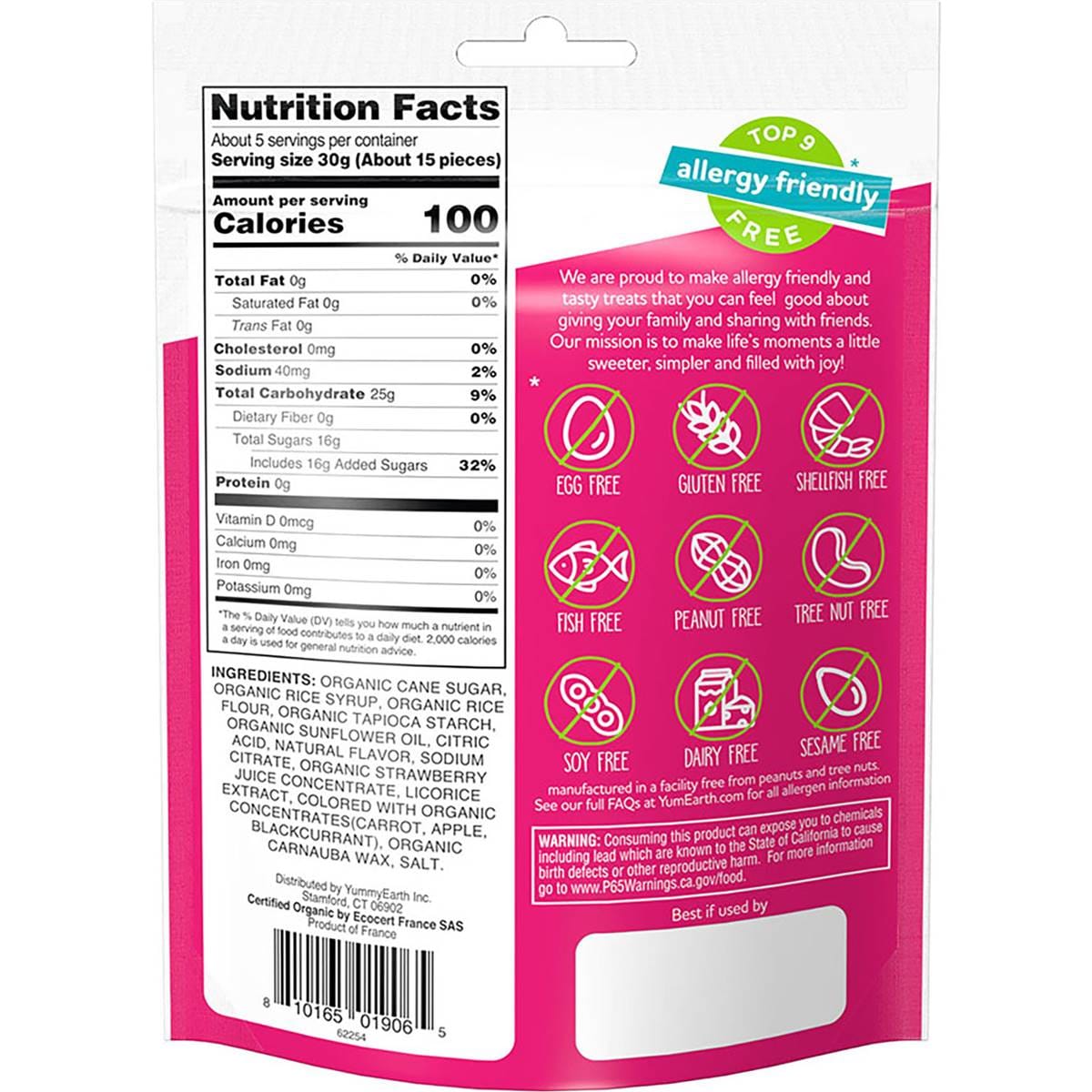 Yumearth Organic Strawberry Licorice Share Bag 142g Woolworths