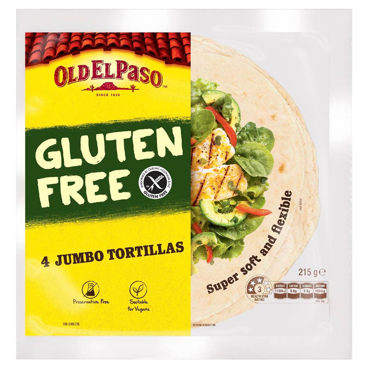 Old El Paso Gluten Free Jumbo Tortillas 215g Woolworths