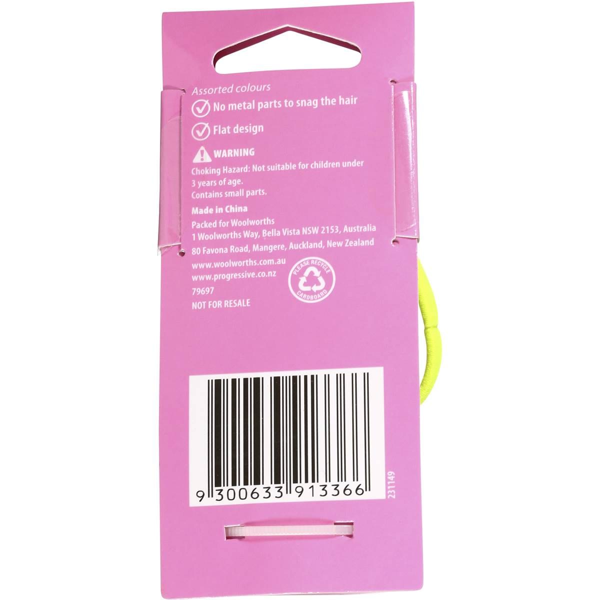 Woolworths Select Kids Hair Elastics Large Flat Assorted 10pk Woolworths