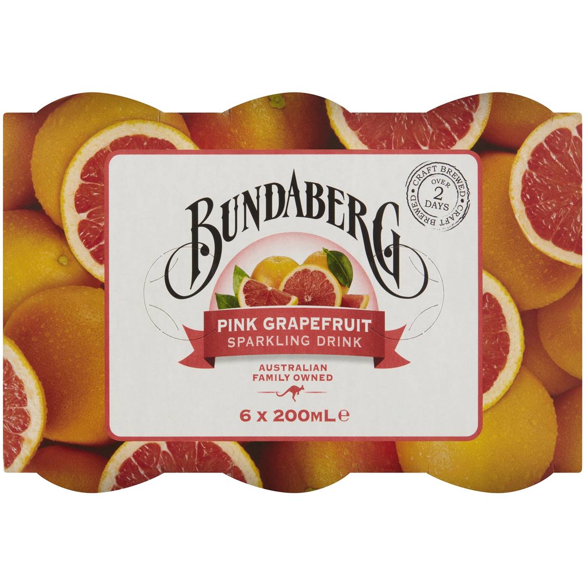 Bundaberg Pink Grapefruit Sparkling Drink 200ml X6 Pack Woolworths