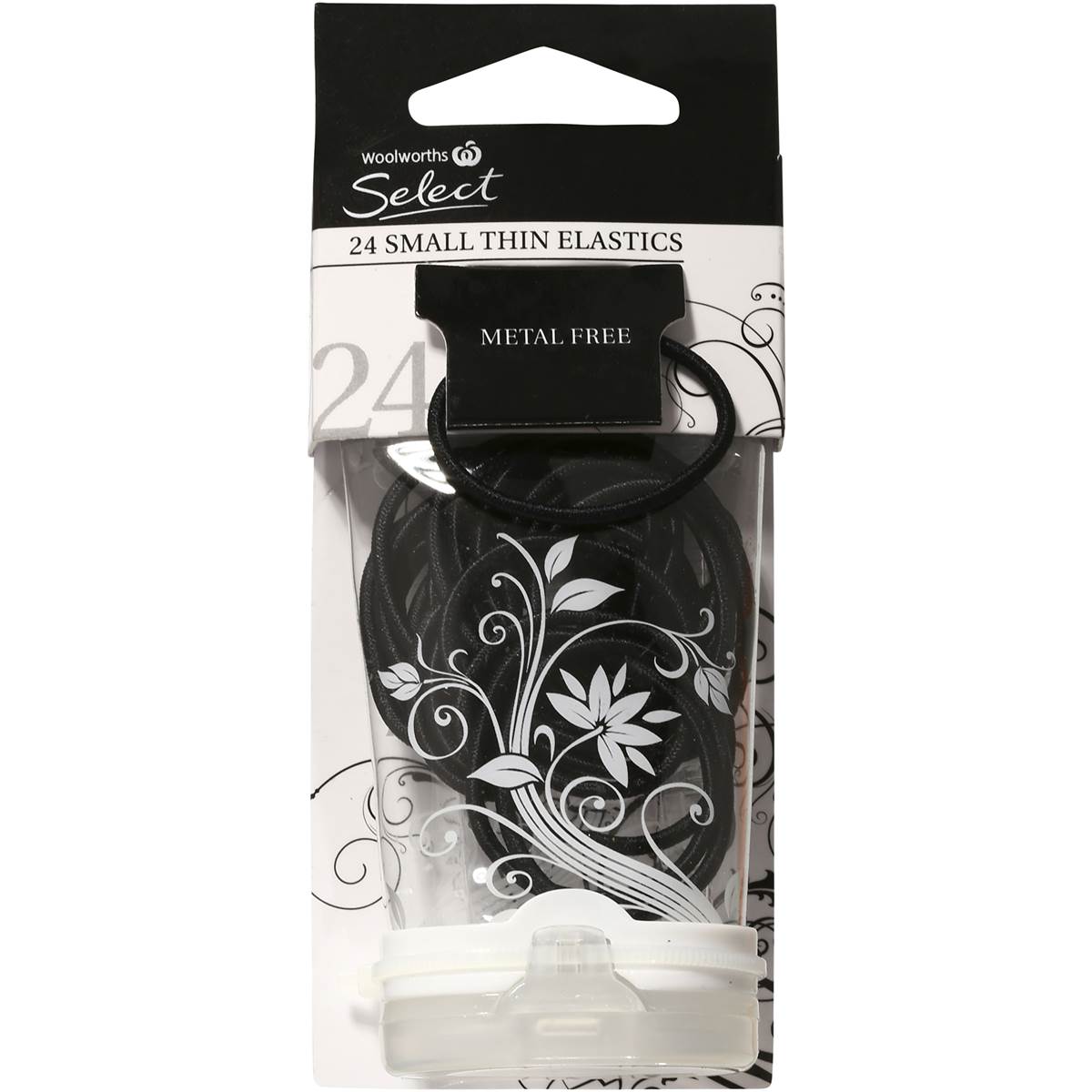 Woolworths Select Hair Elastics Snagless Small Thin Black 24pk Woolworths