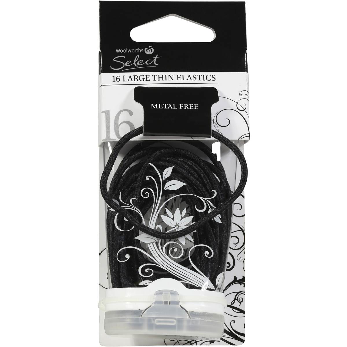Select Hair Elastics Snagless Large Thin Black 16 Pack Woolworths