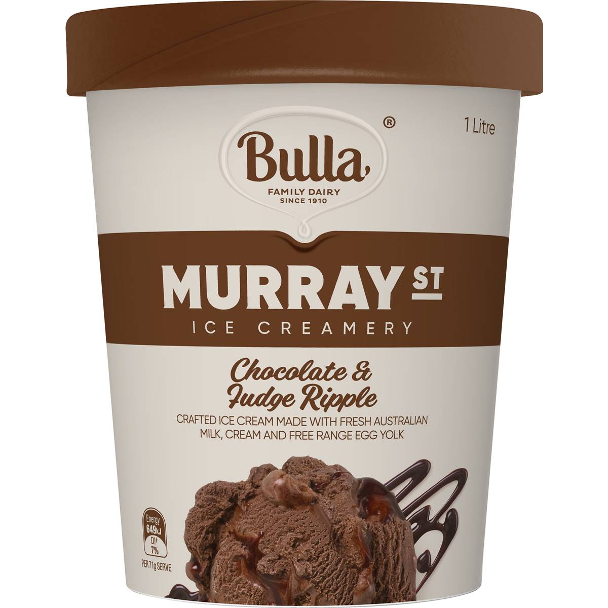 Bulla Murray St Chocolate Fudge Ripple Ice Cream 1l Woolworths