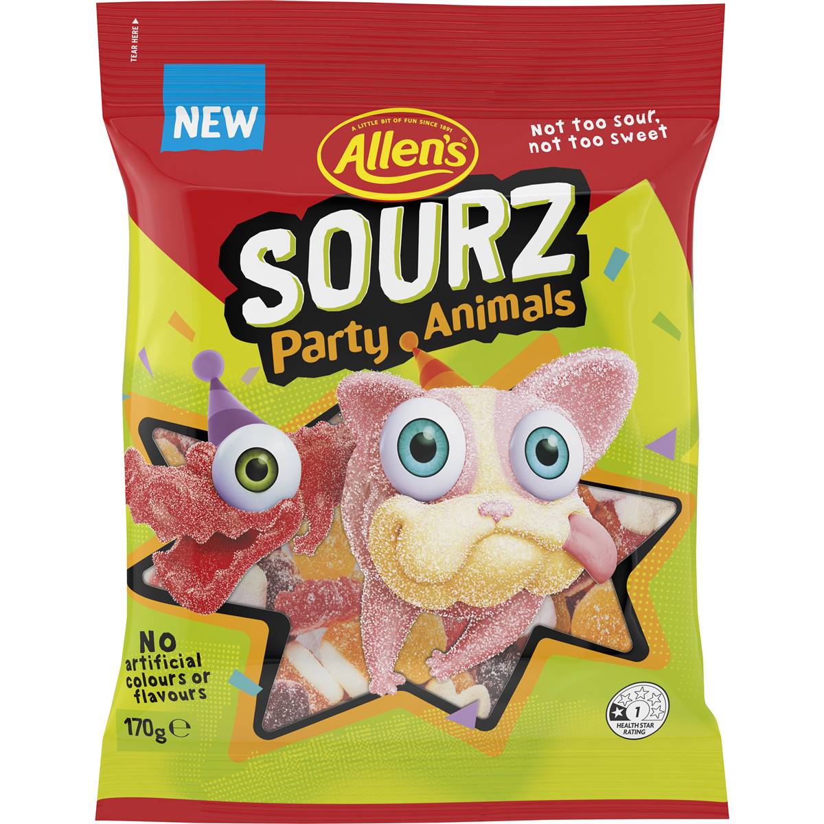 Allen's Sourz Party Animals Lollies 170g Woolworths