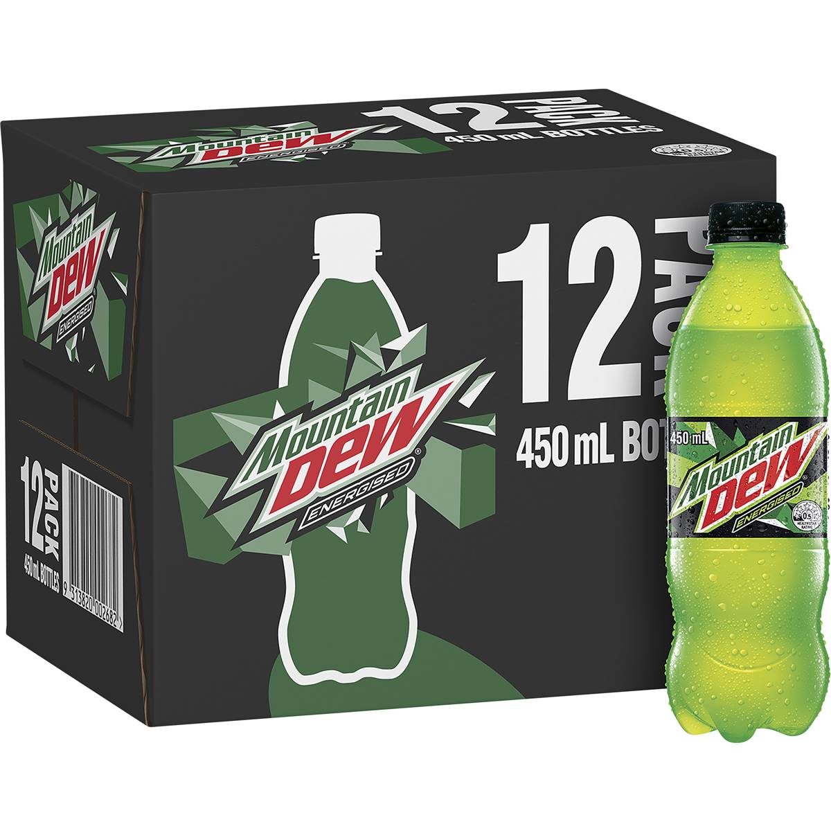 Mountain Dew Energised Soft Drink Bottles Multipack 450ml X 12 Pack