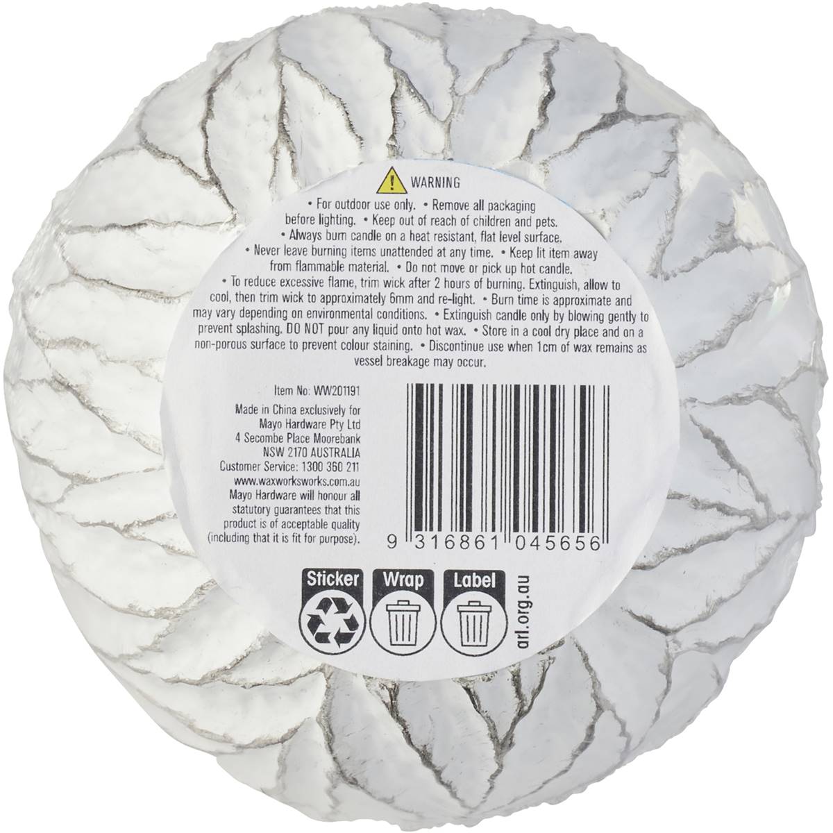 Waxworks Citronella Candle Cement Leaf Each Woolworths