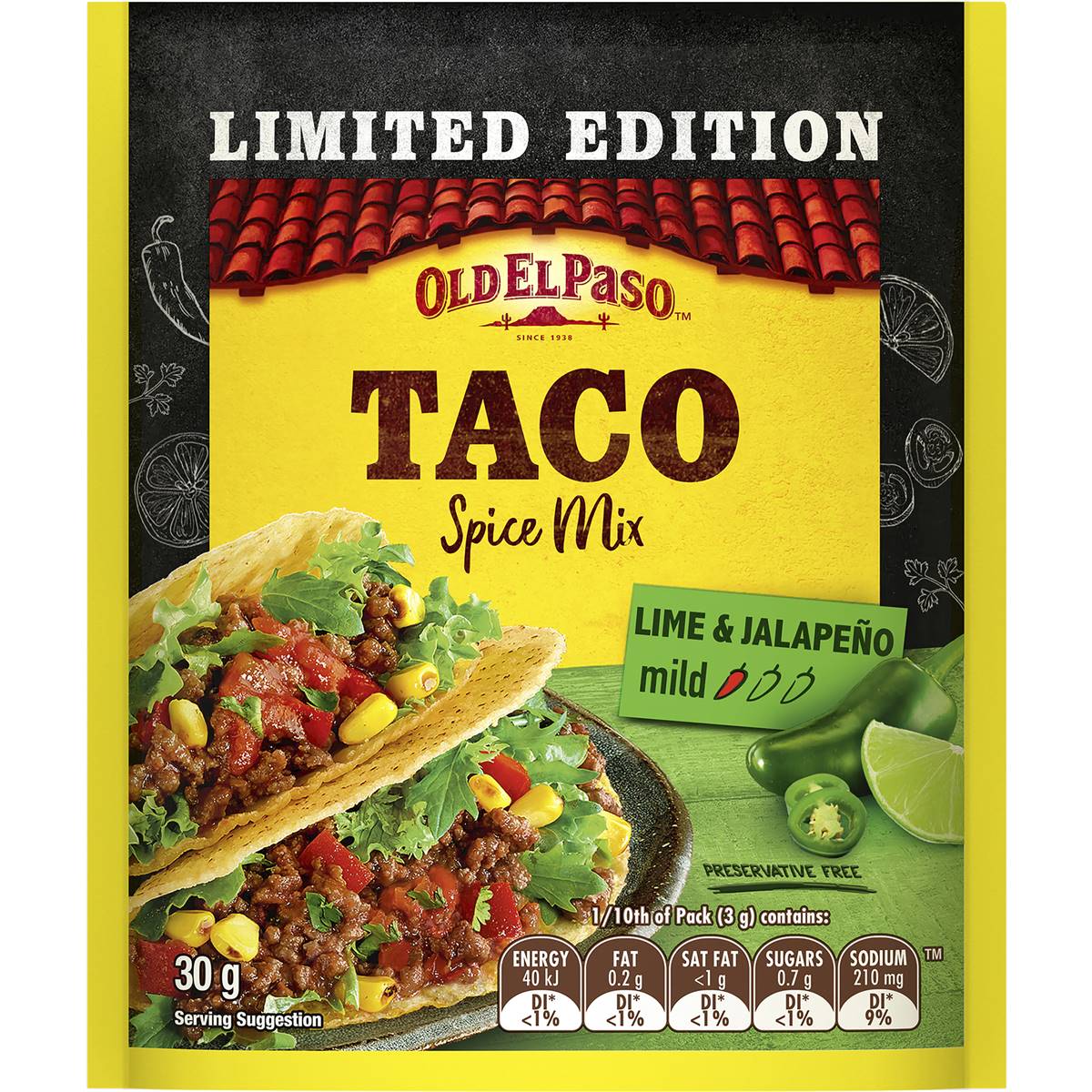 Old El Paso Taco Spice Mix Lime Jalapeno 30g Woolworths