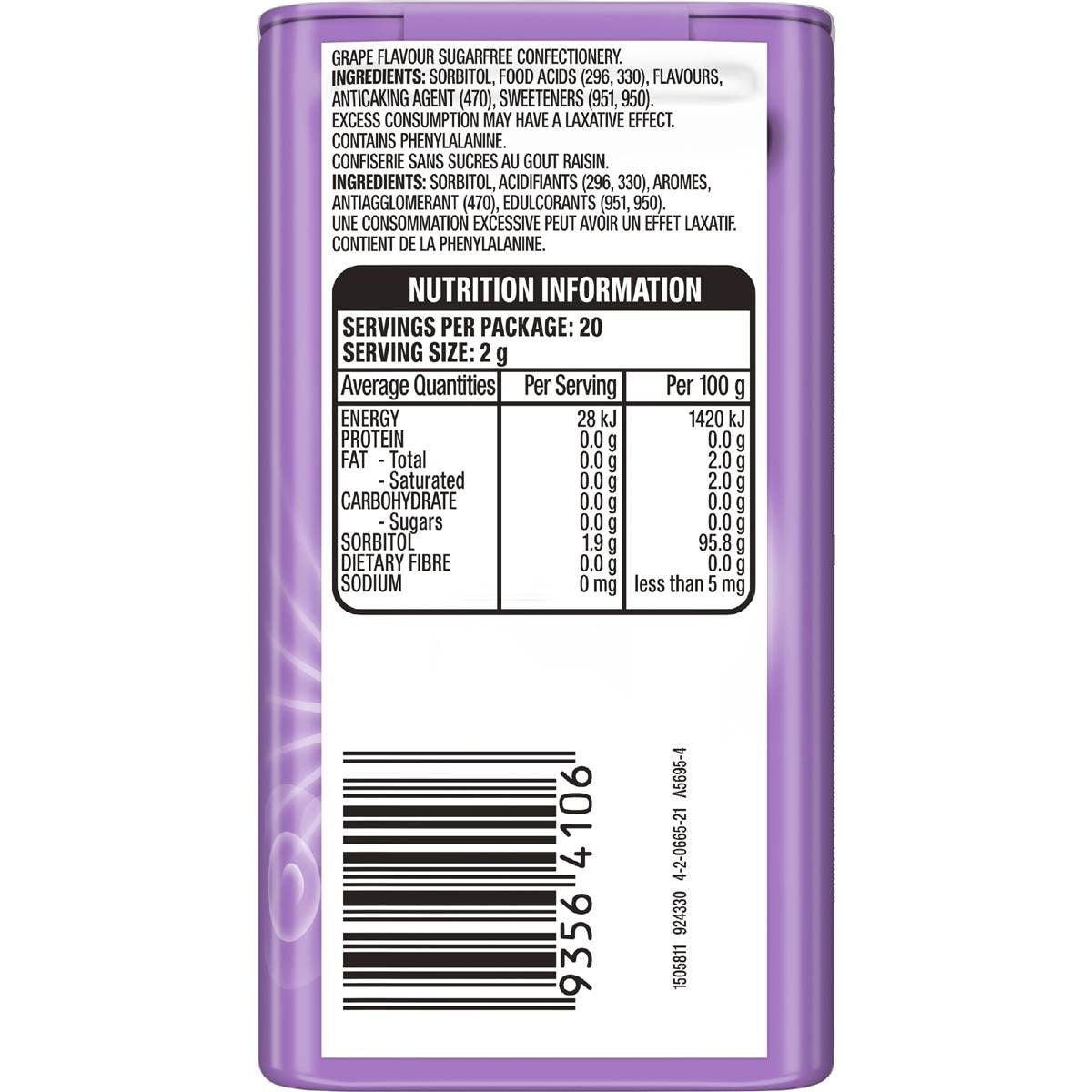 Eclipse Grape Sugar Free Mints Tin 40g Woolworths
