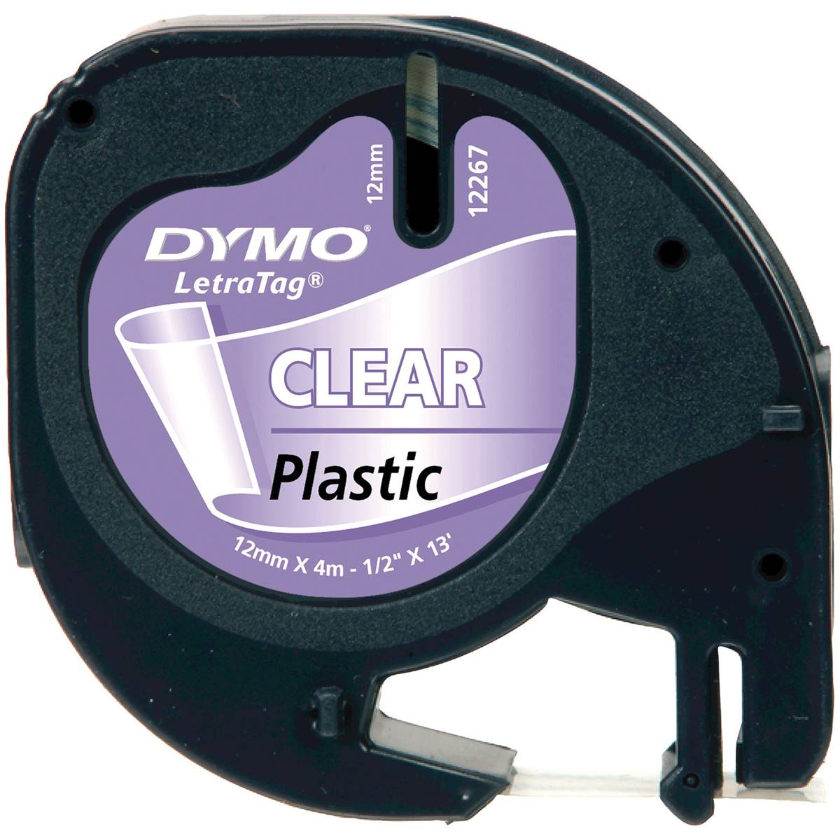 Dymo Letratag Tape Refill Black On Clear Plastic Each Woolworths