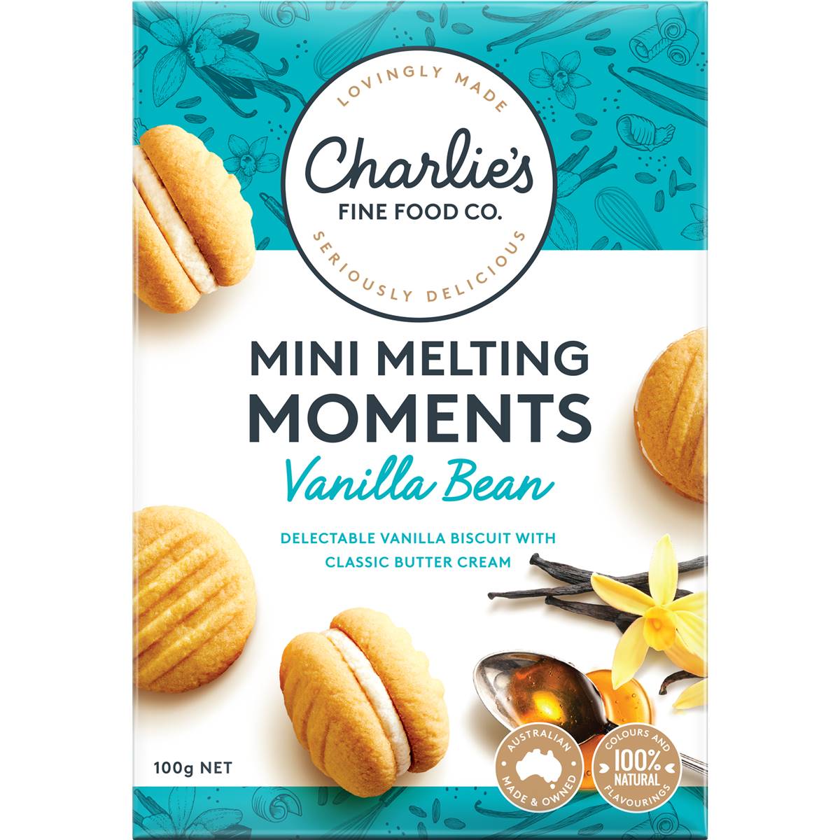 Charlie's Mini Melting Moments Vanilla Bean 100g Woolworths