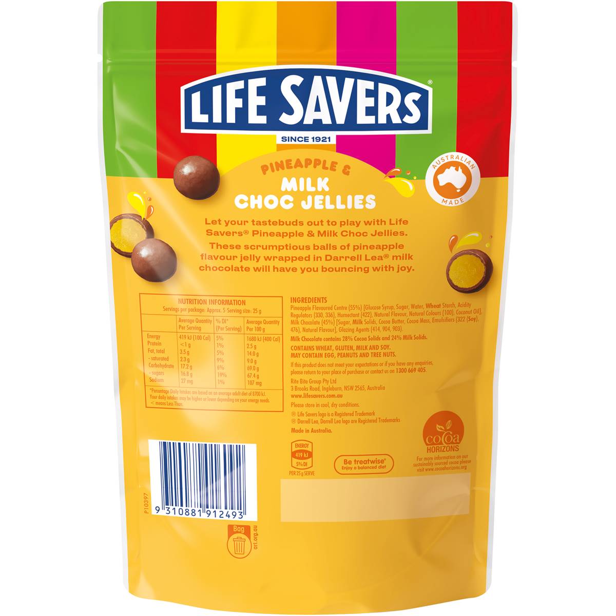 Life Savers Pineapple Milk Choc Jellies 120g Woolworths