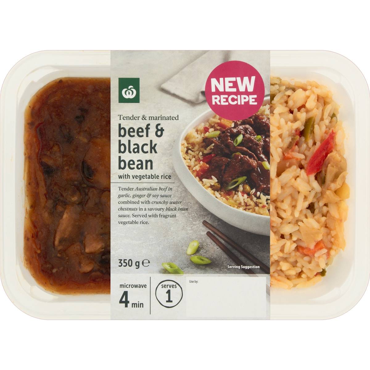 Woolworths Beef & Black Bean With Vegetable Rice 350g Woolworths