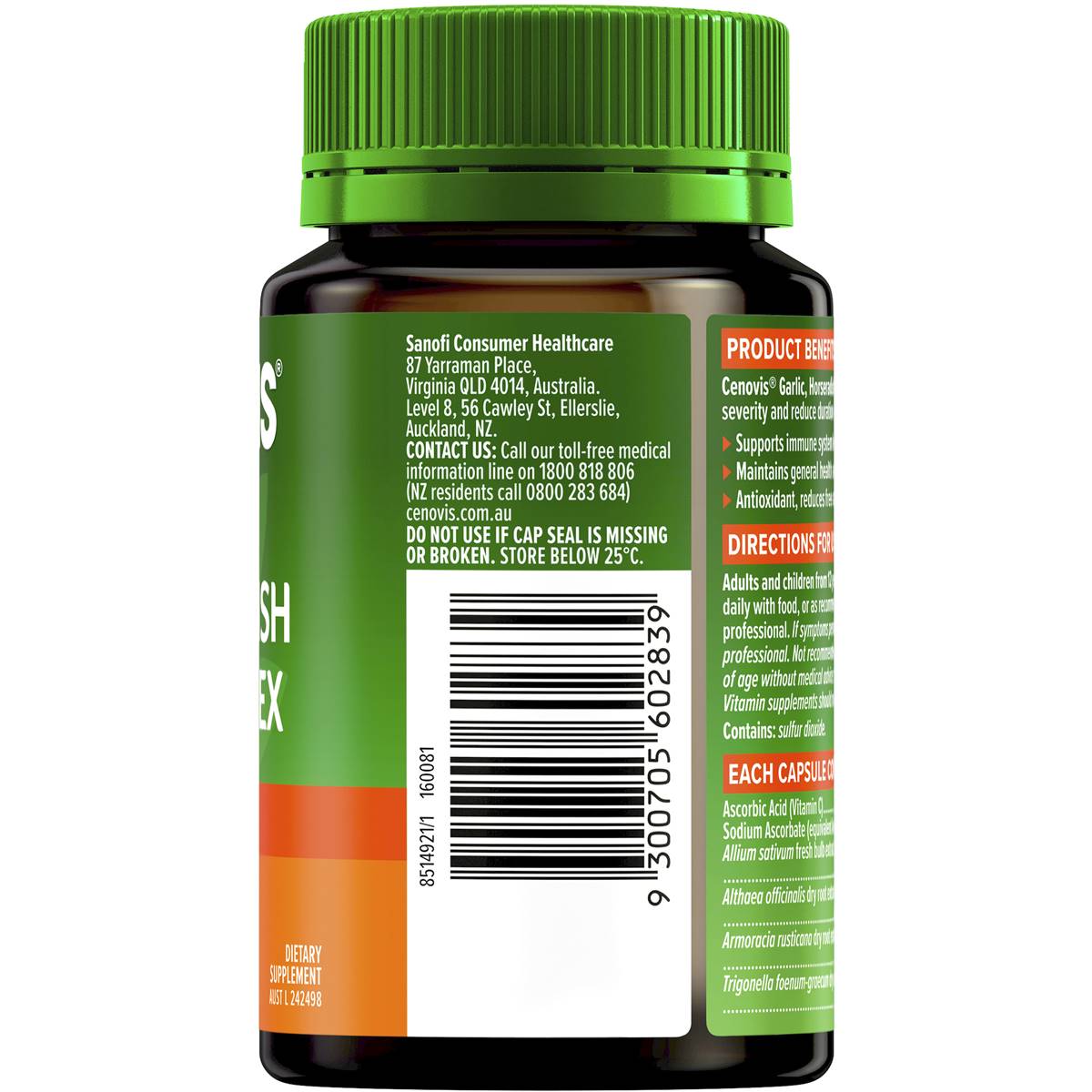 Cenovis Garlic Horseradish + Vitamin C Complex For Immune Support 120