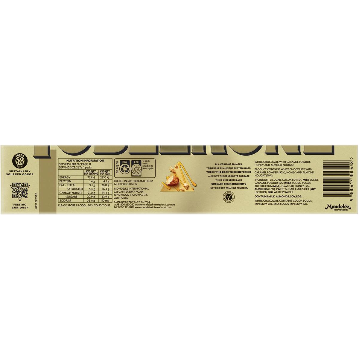 Toblerone Golden Caramel White Chocolate 360g Woolworths