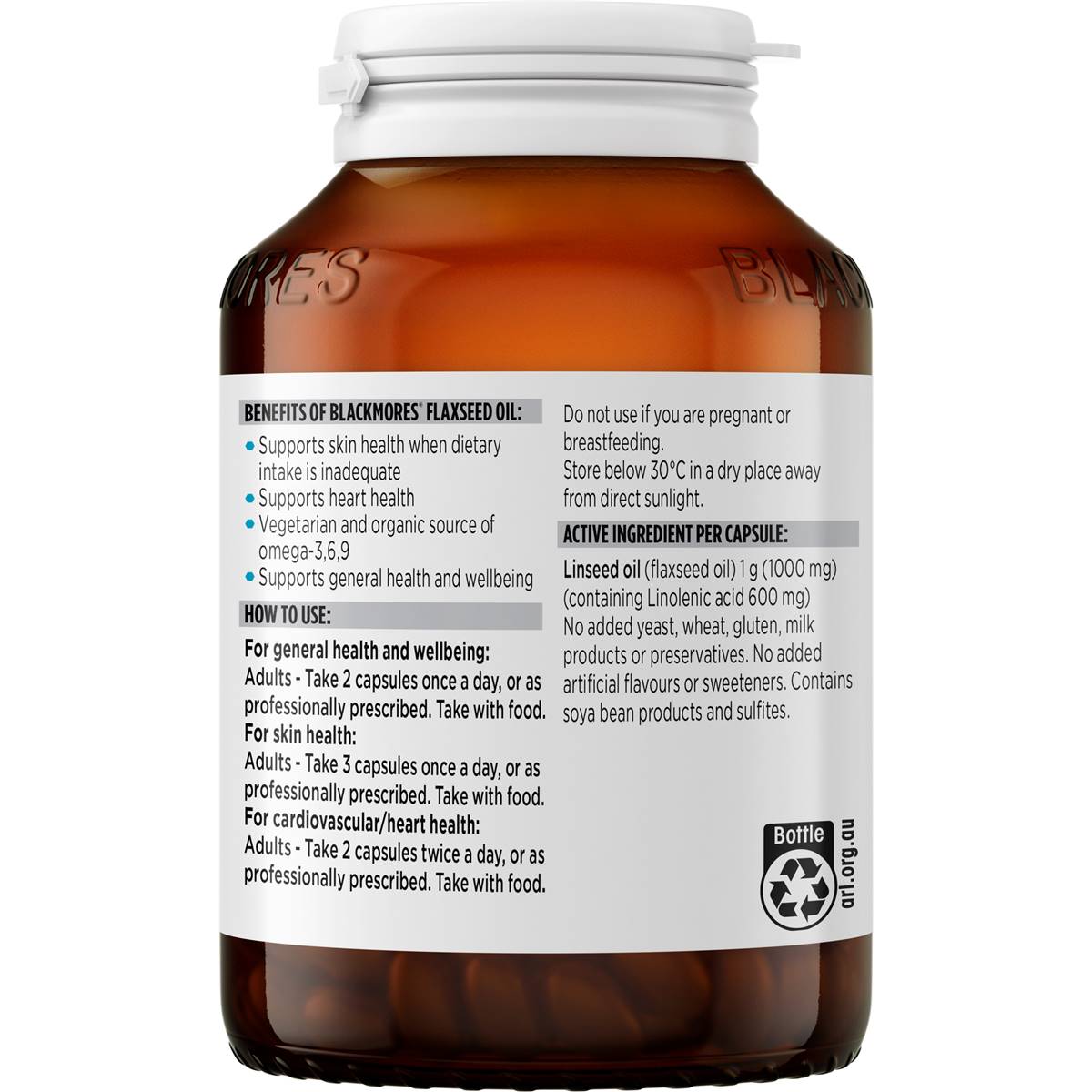 Blackmores Antiinflammatory Flaxseed Oil 1000mg 100pk Woolworths