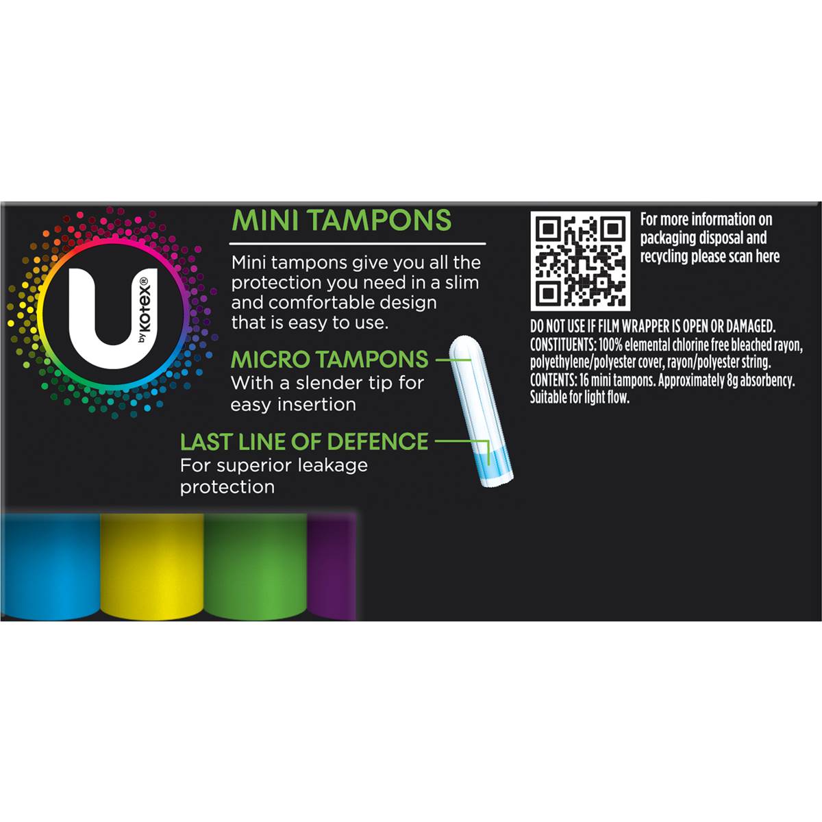 U By Kotex Tampons Mini 16 Pack Woolworths