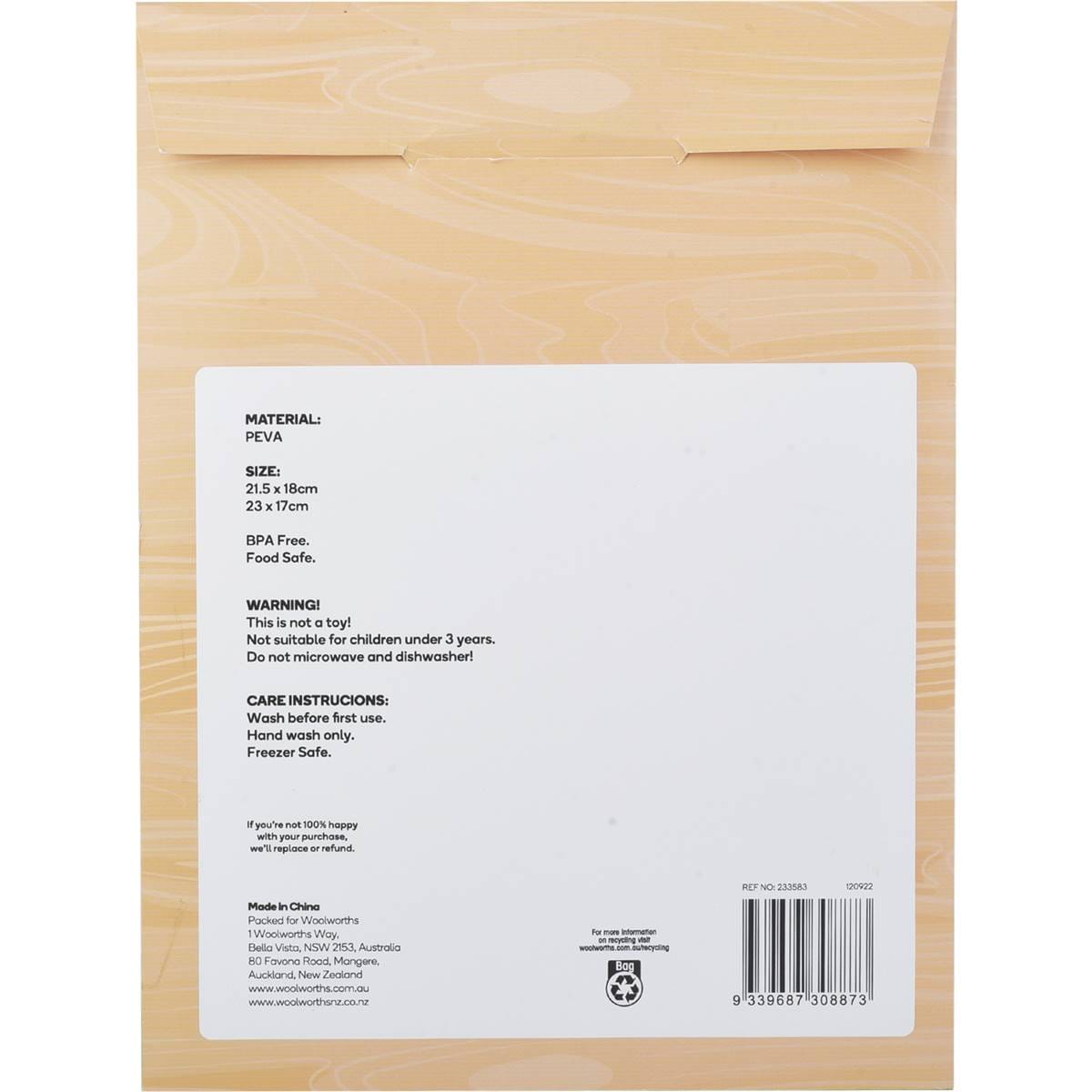 Woolworths Reusable Food Zip Lock Bag Assorted 2 Pack Woolworths