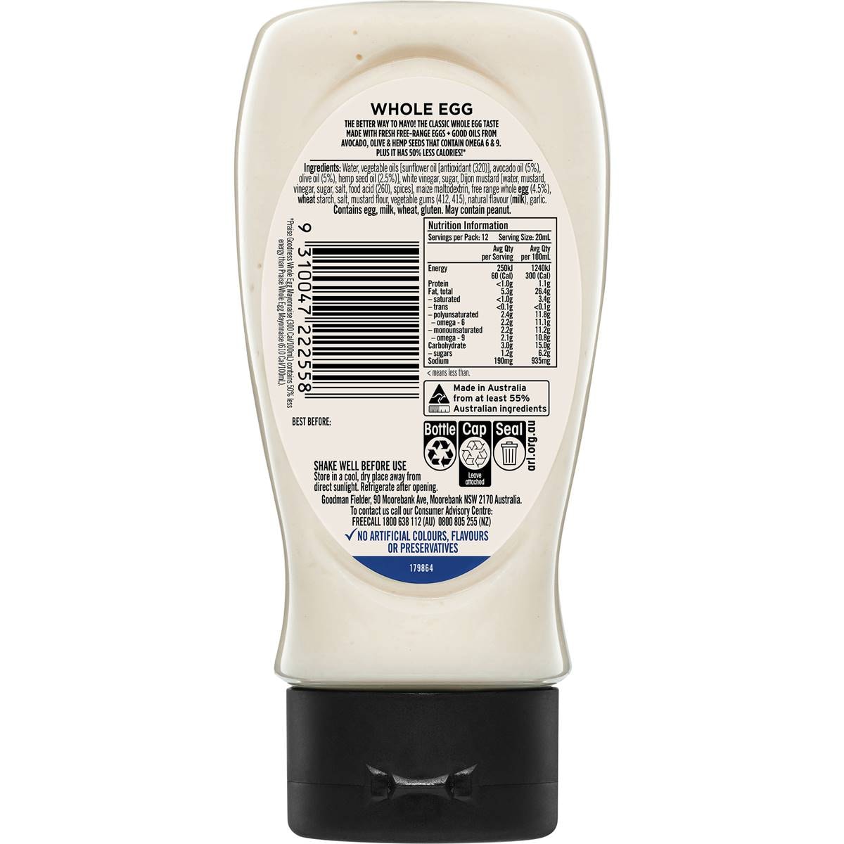 Praise Goodness Mayo Whole Egg 250ml Woolworths