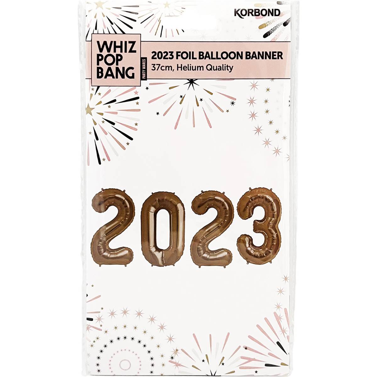 Whiz Pop Bang Banner Foil Balloon 2023 Classic Gold
