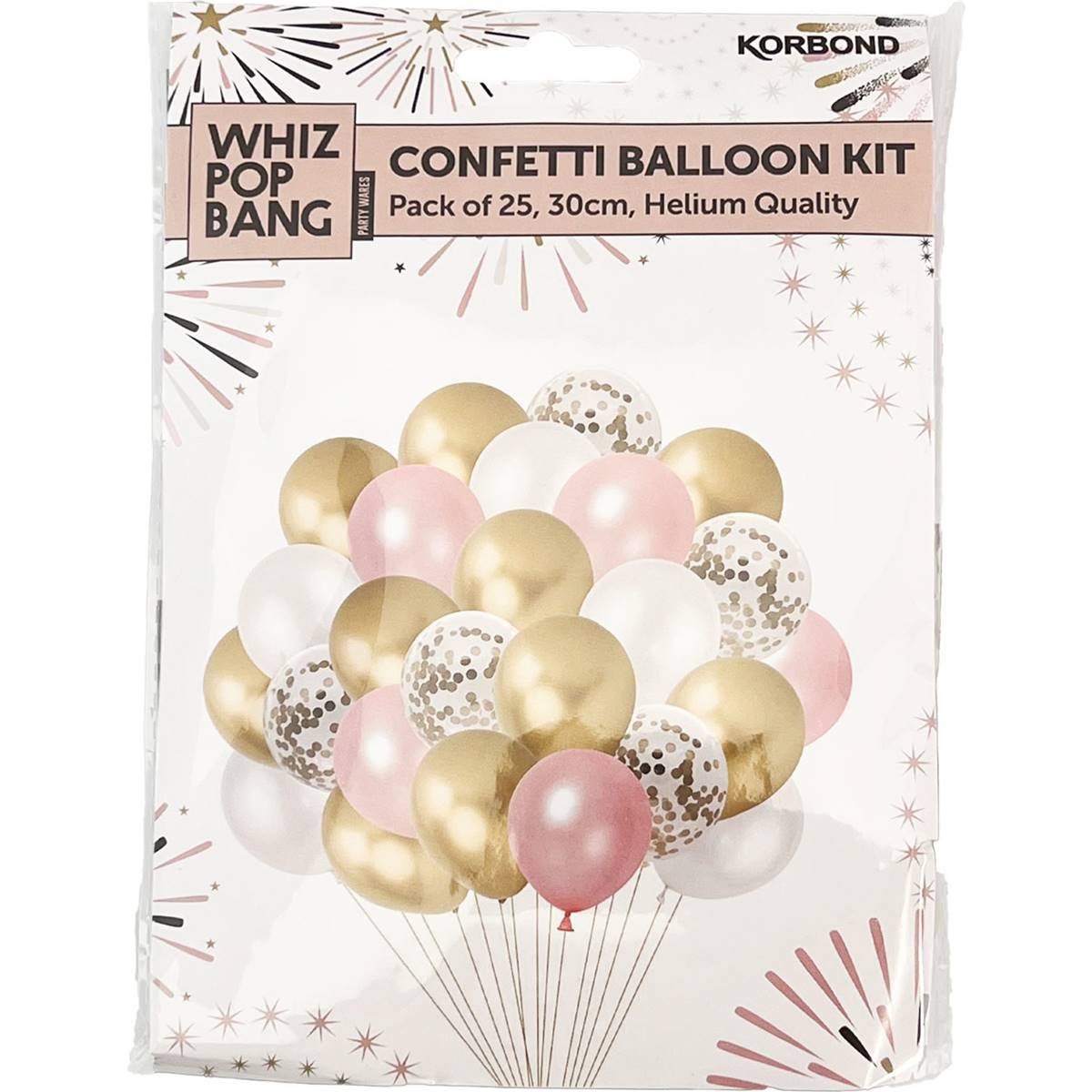 Whiz Pop Bang Confetti Balloon Kit Blush 5 Pack | Woolworths