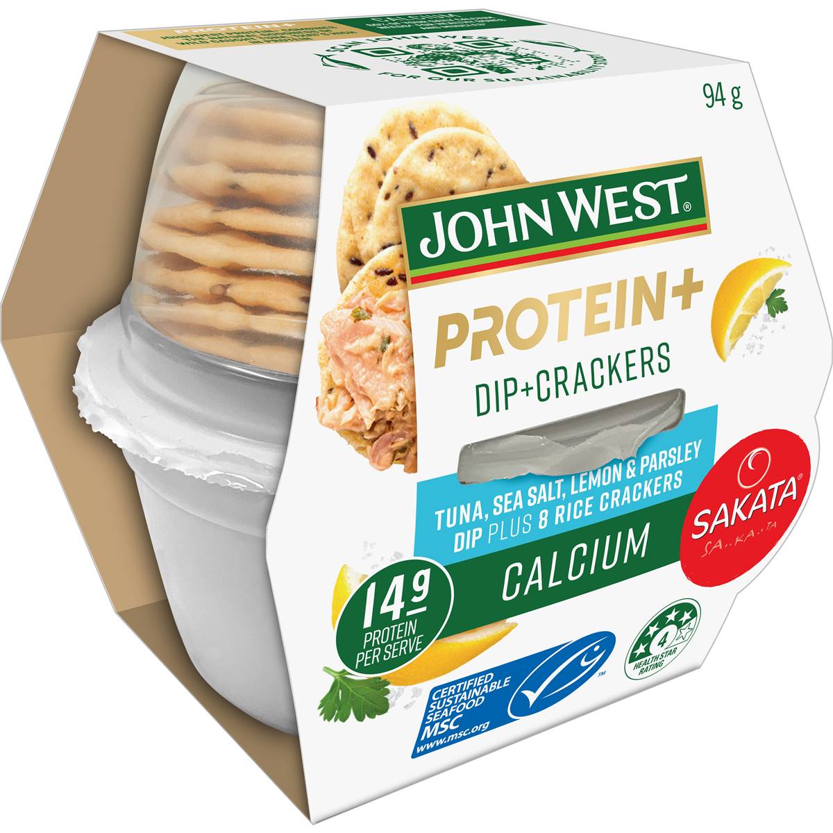 John West Protein+ Calcium Tuna Sea Salt Lemon & Parsley With Crackers