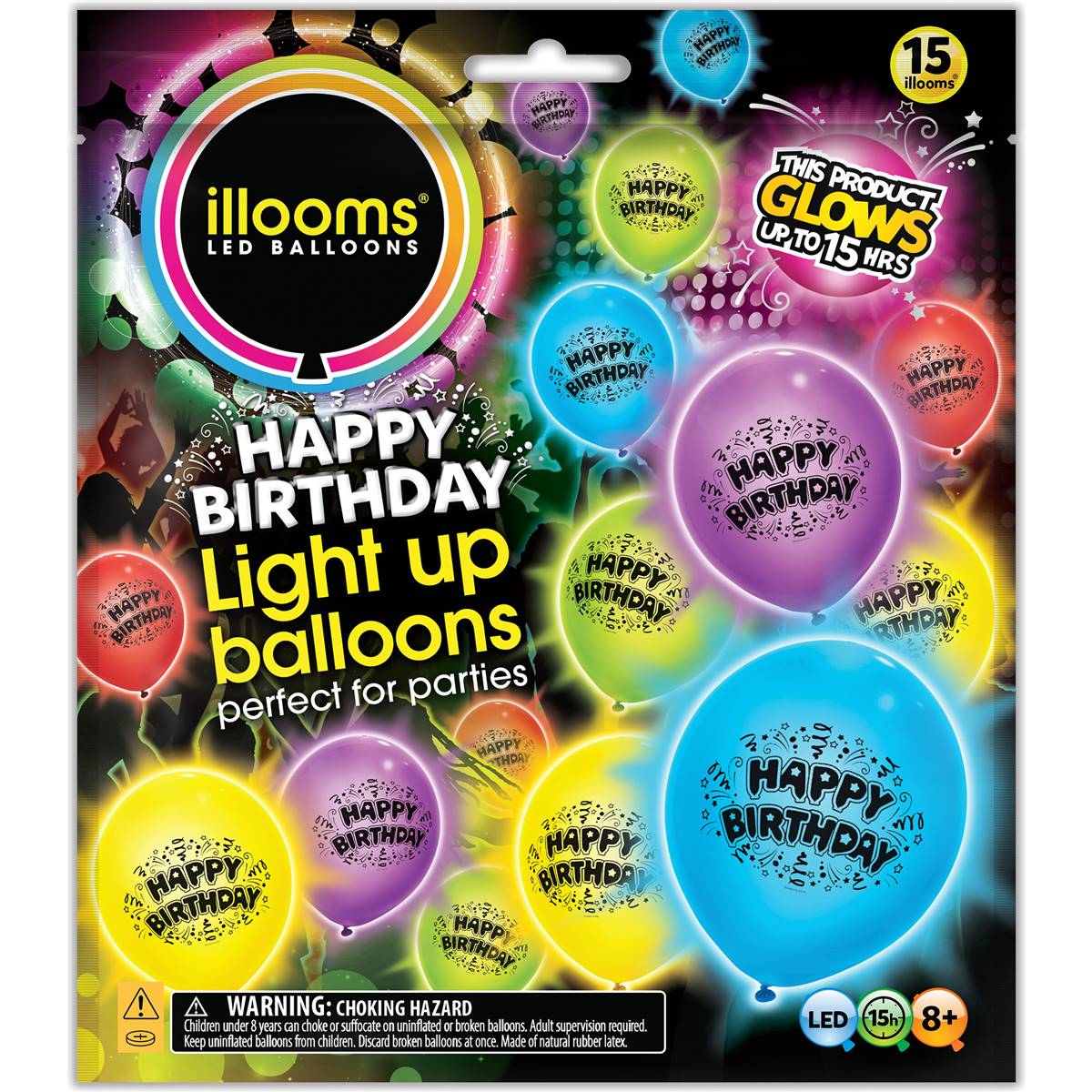 Illooms Led Balloons Happy Birthday 15 Pack Woolworths
