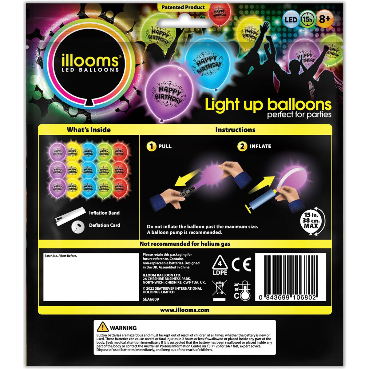 Illooms Led Balloons Happy Birthday 15 Pack Woolworths