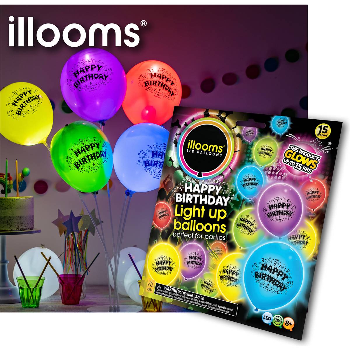 Illooms Led Balloons Happy Birthday 15 Pack Woolworths