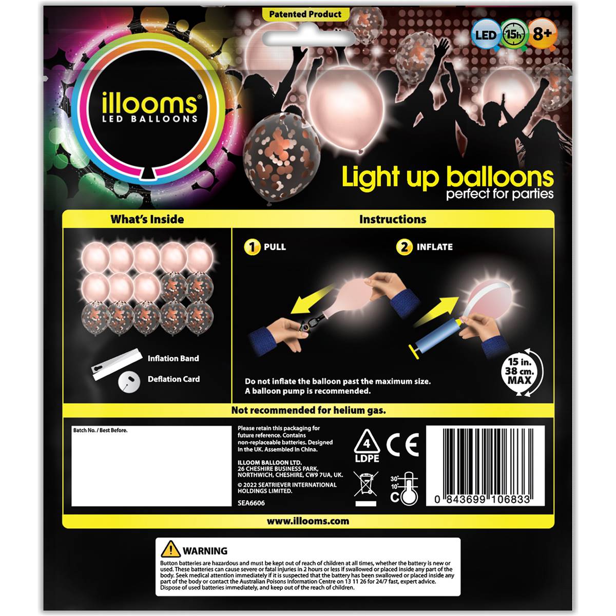 Illooms Led Balloons Confetti Mix Light Up Balloons 15 Pack Woolworths
