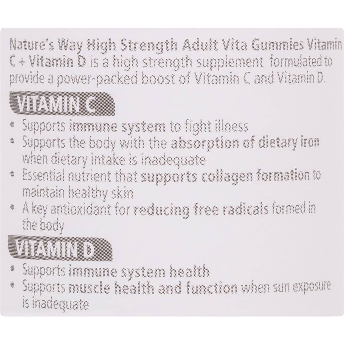 Nature's Way High Strength Vitamin C + Vitamin D Adult Vita Gummies 65