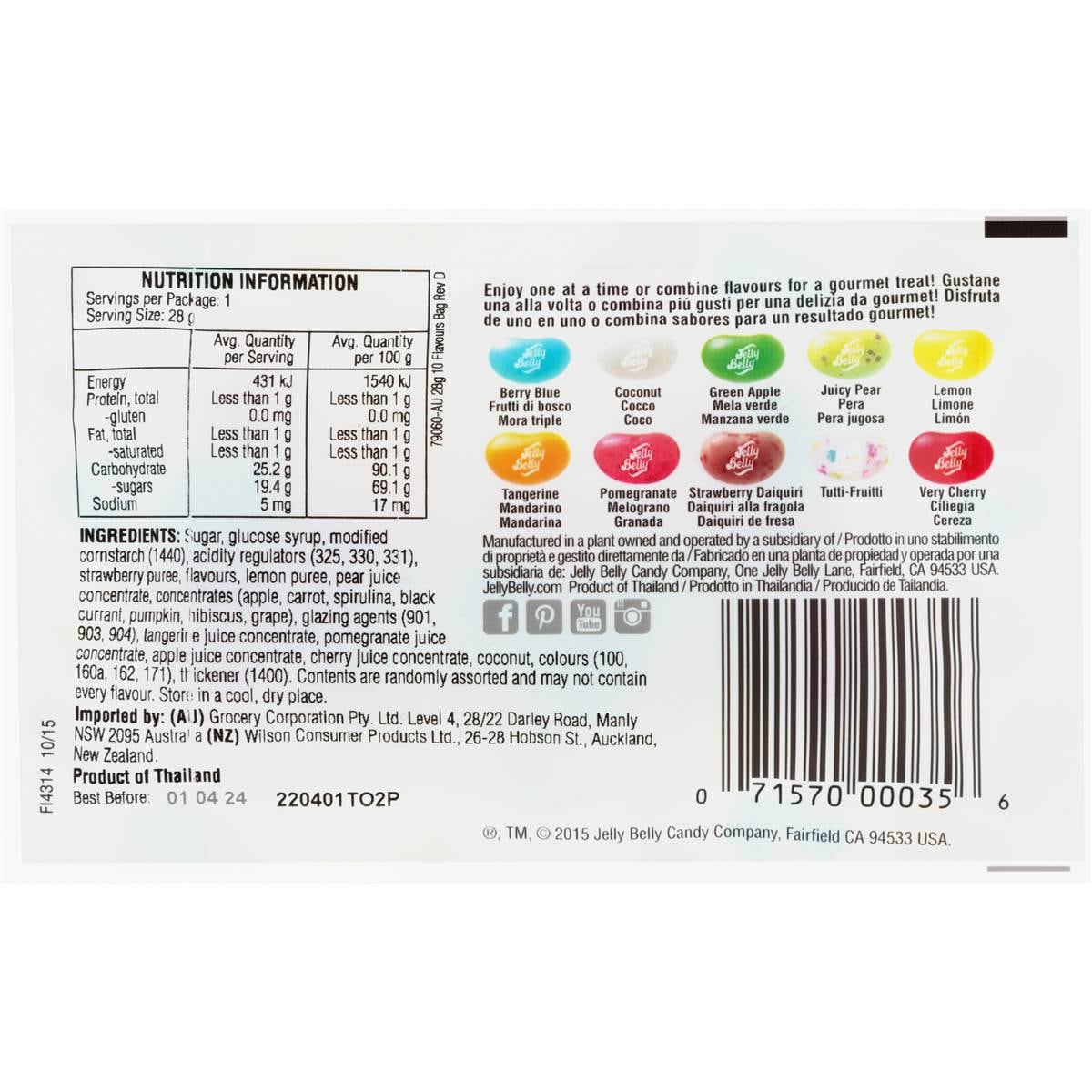 Jelly Belly 10 Flavours 28g | Woolworths