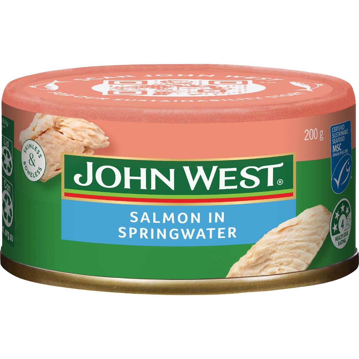 John West Skinless & Boneless Salmon In Springwater 200g