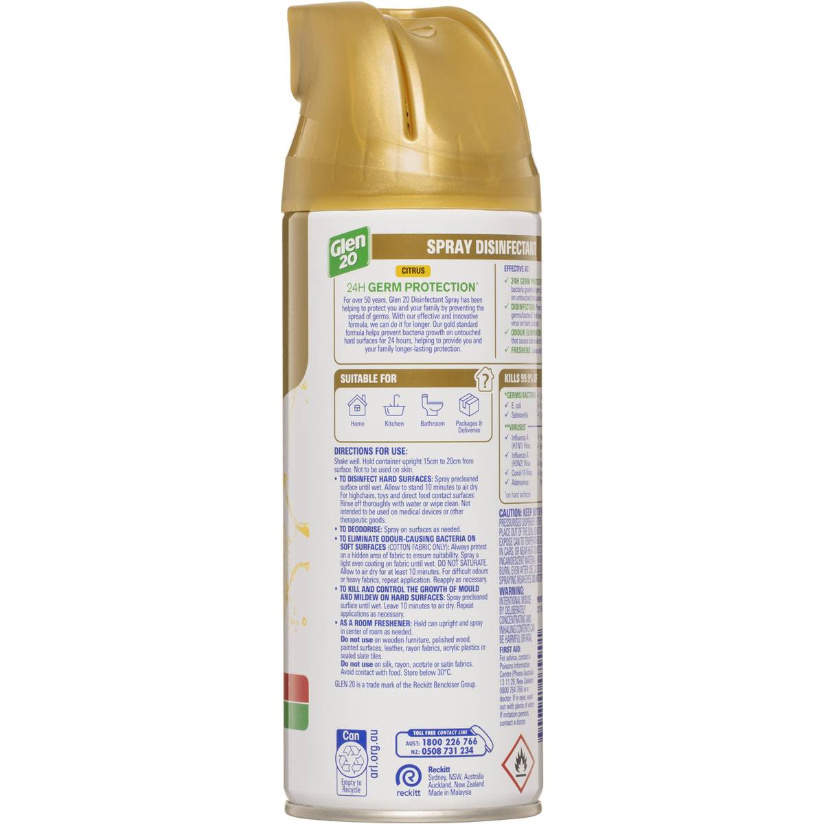 Glen 20 Disinfectant Spray 24 Hour Protection Citrus 300g Woolworths