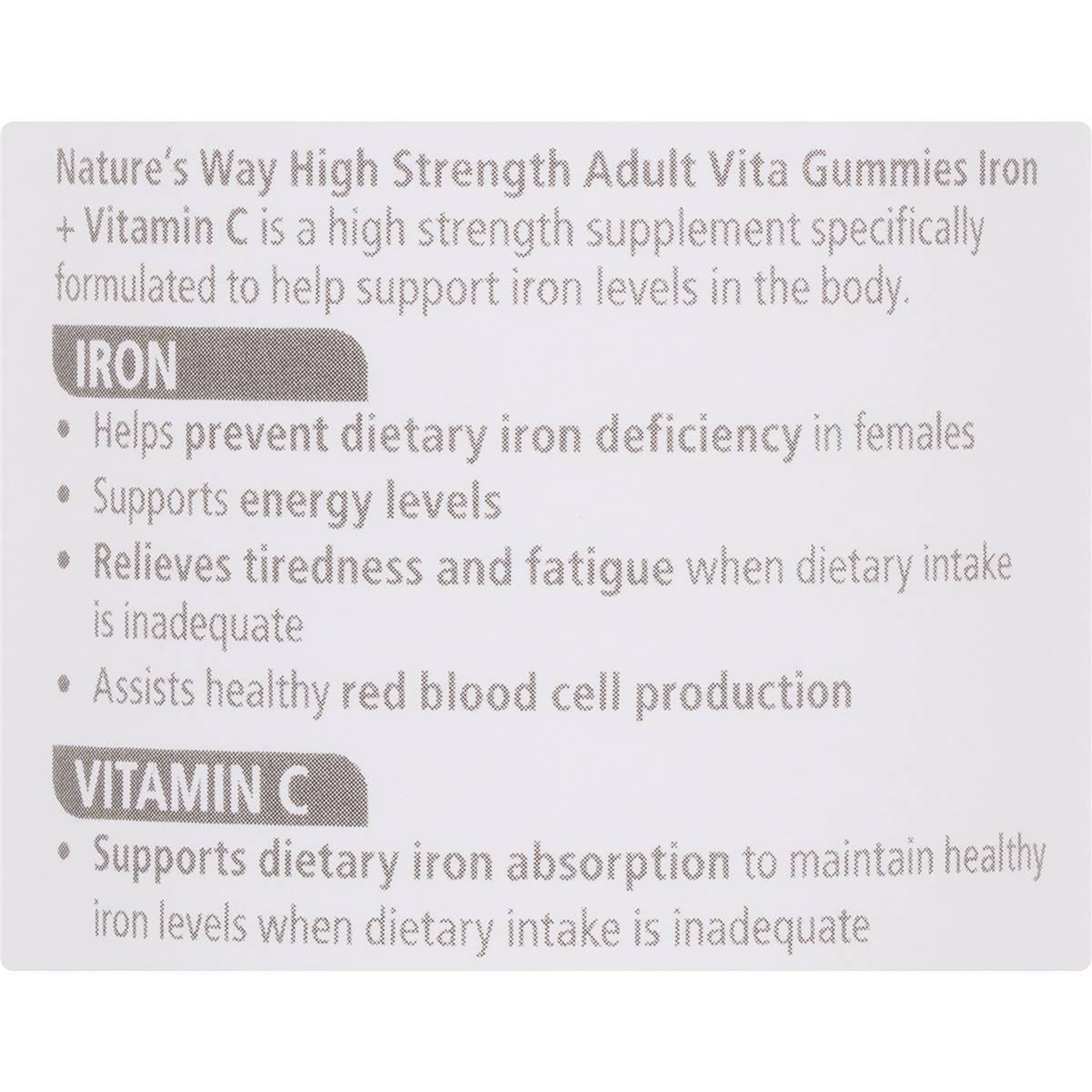Nature's Way High Strength Iron + Vitamin C Adult Vita Gummies 65 Pack