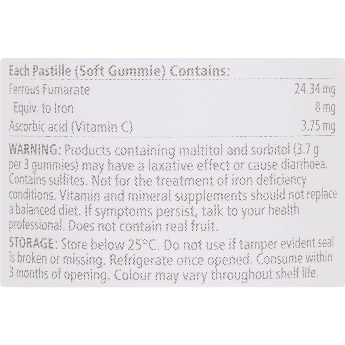 Nature's Way High Strength Iron + Vitamin C Adult Vita Gummies 65 Pack