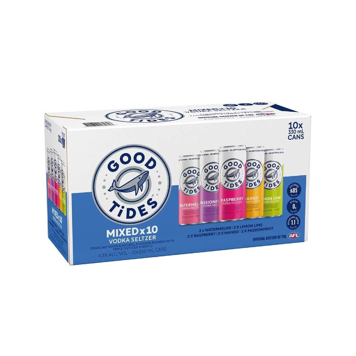 Good Tides Seltzer Mixed Pack Cans 330ml X 10 Pack Woolworths