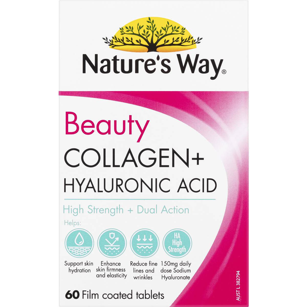 Natures Way Beauty Collagen + Hyaluronic Acid Tablets 60 Pack | Woolworths