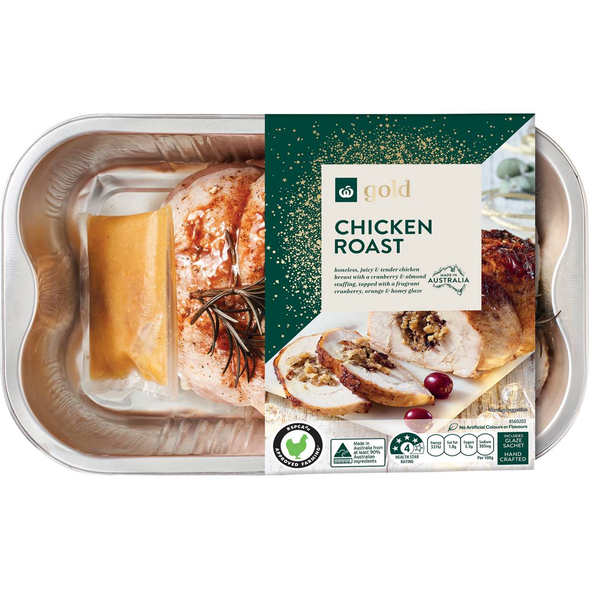Woolworths Gold Chicken Roast With Cranberry & Almond Stuffing 1kg 1.3kg Woolworths
