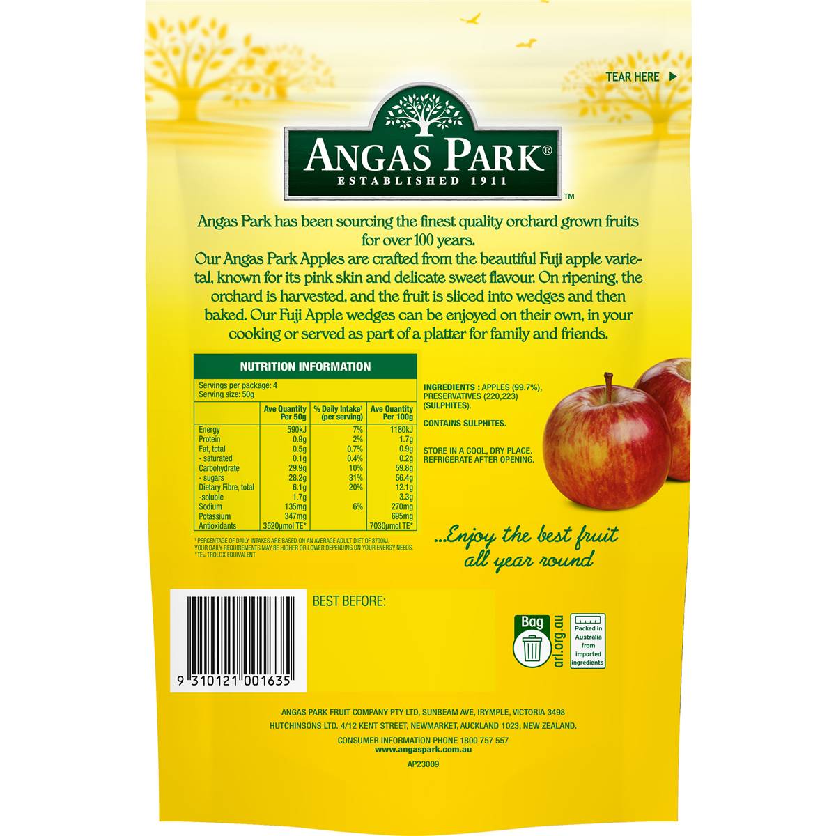 Angas Park Fuji Apple Wedges 200g Woolworths
