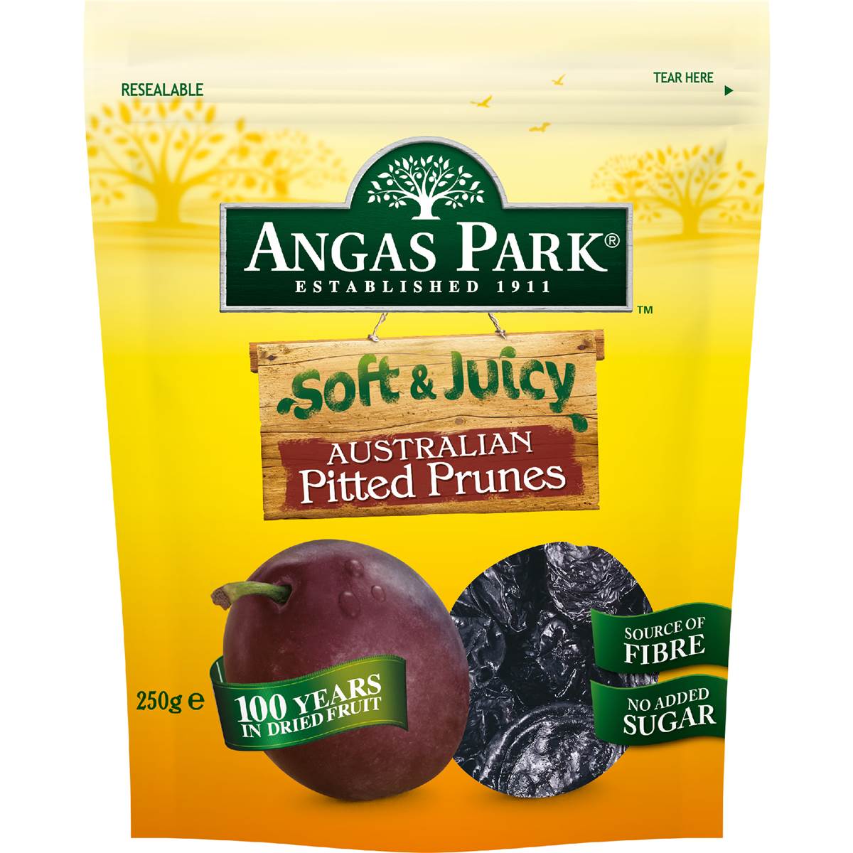 Angas Park Soft & Juice Pitted Prunes 250g Woolworths
