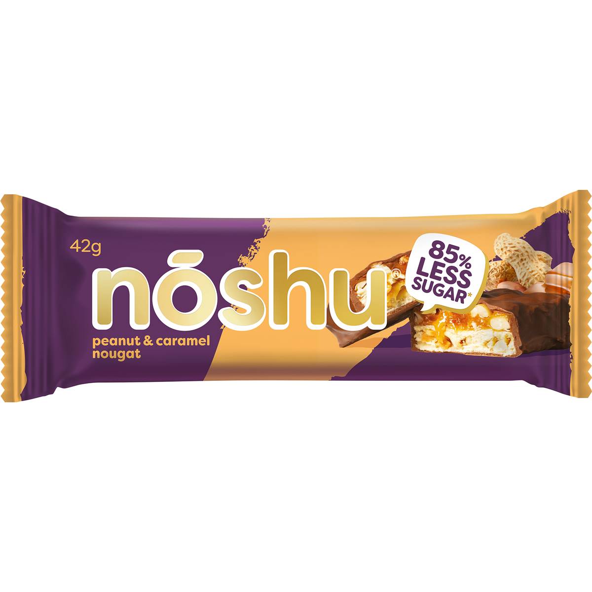 Noshu Less Sugar Milk Chocolate Peanut & Caramel Nougat Bar 42g ...