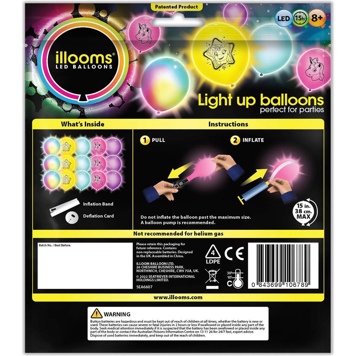 Illooms Led Balloons Unicorn Light Up Balloons 15 Pack Woolworths