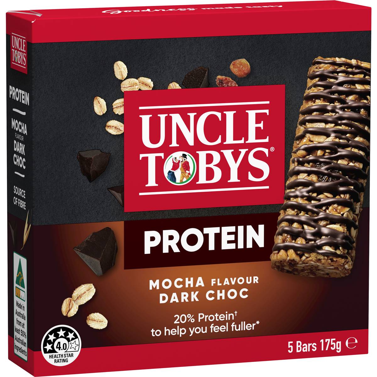 Uncle Tobys Protein Mocha Flavour Dark Choc Muesli Bars 5 Pack Woolworths