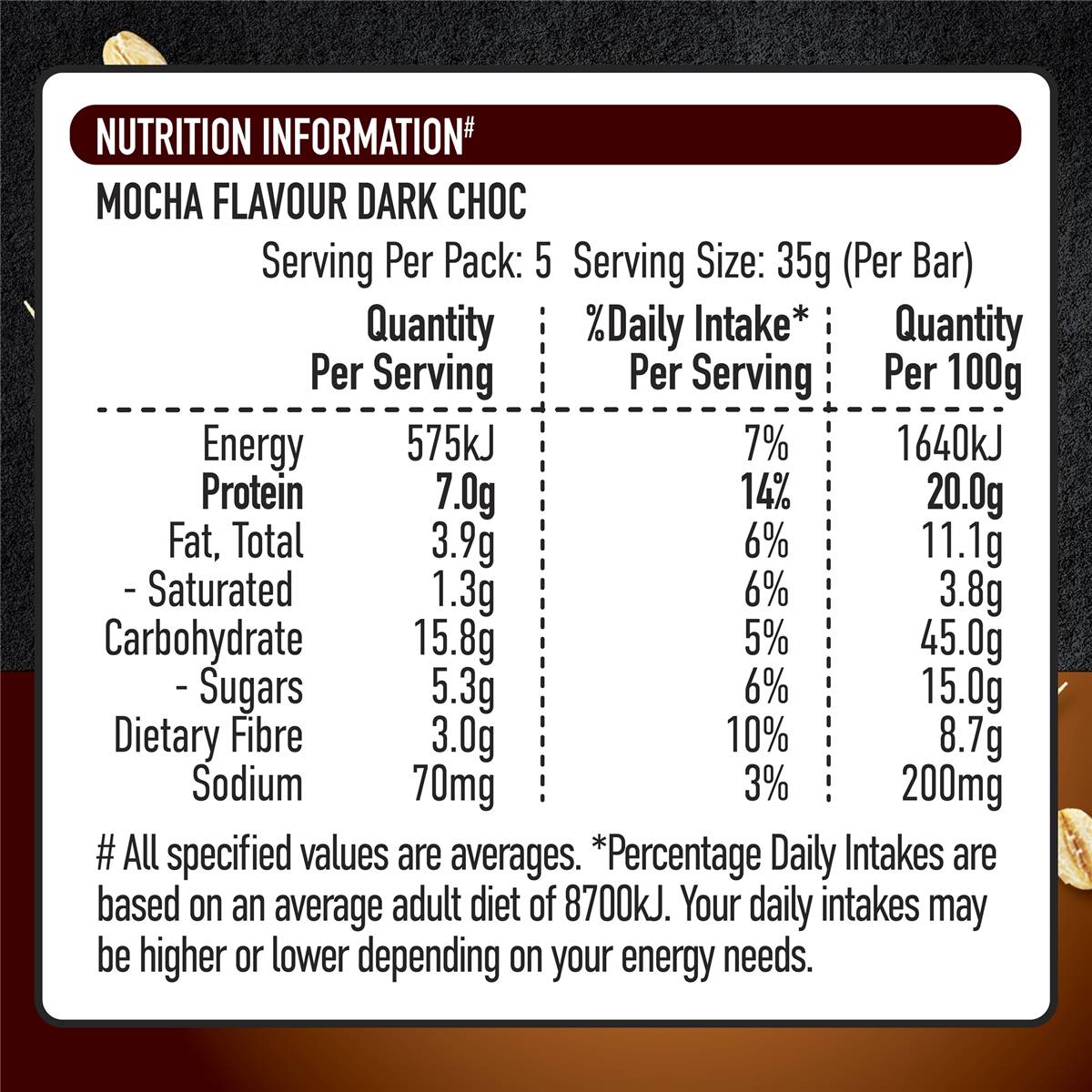Uncle Tobys Protein Mocha Flavour Dark Choc Muesli Bars 5 Pack Woolworths